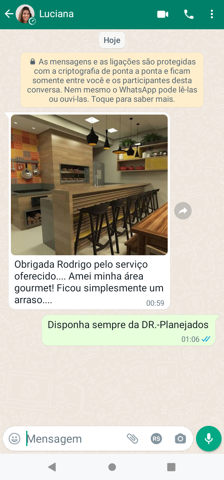 Mensagem de agradecimento pelo whatsApp