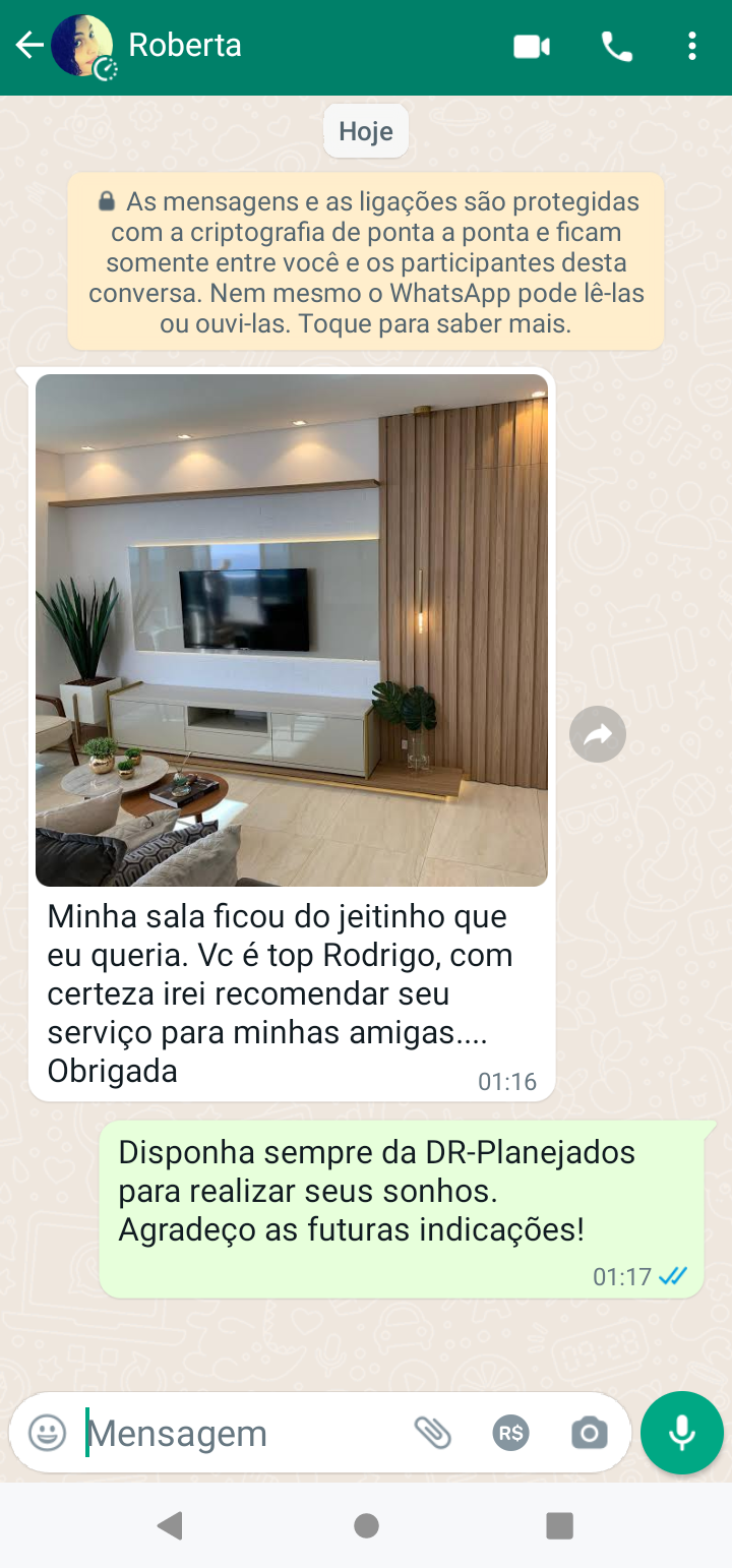 Mensagem de agradecimento pelo whatsApp